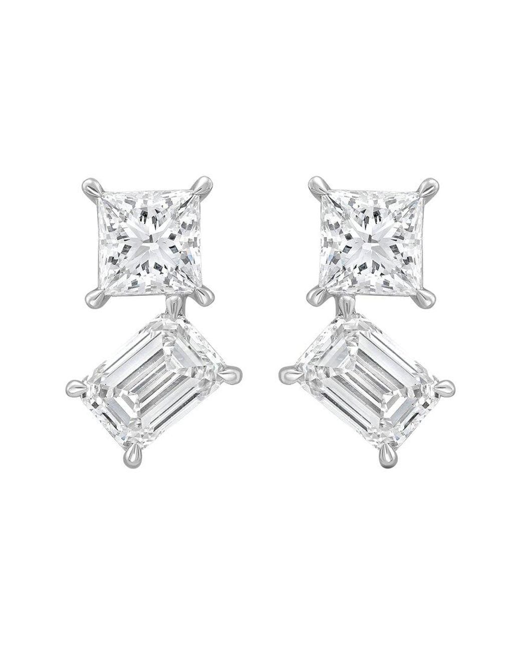 Diana M White 14K 8.00 Ct. Tw. Lab-Grown Diamond Two-Stone Earrings