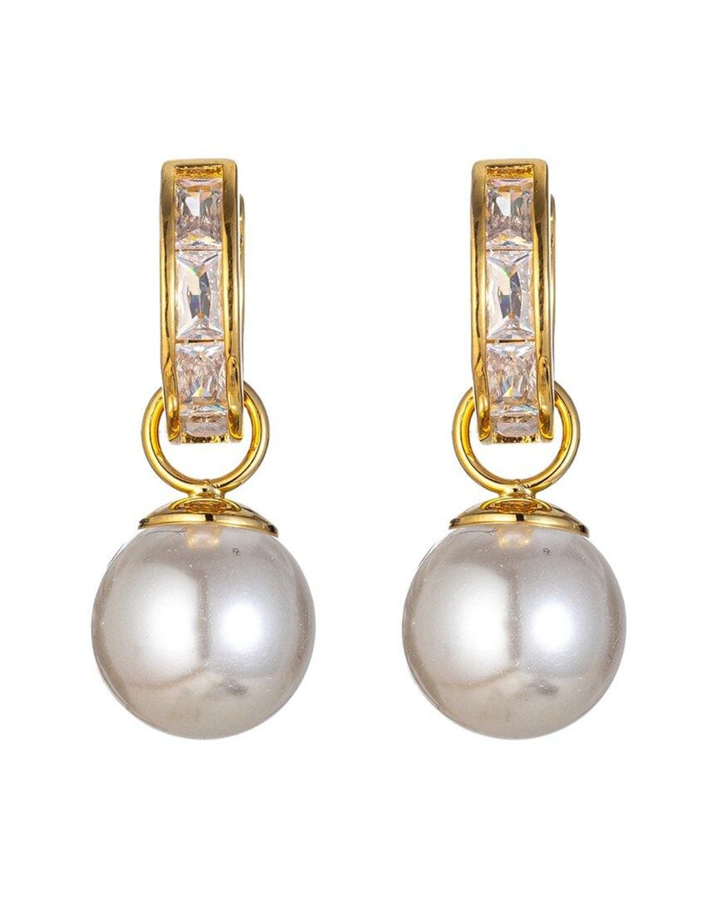 Eye Candy LA Metallic Pearl Cz Alessia Dangle Earrings