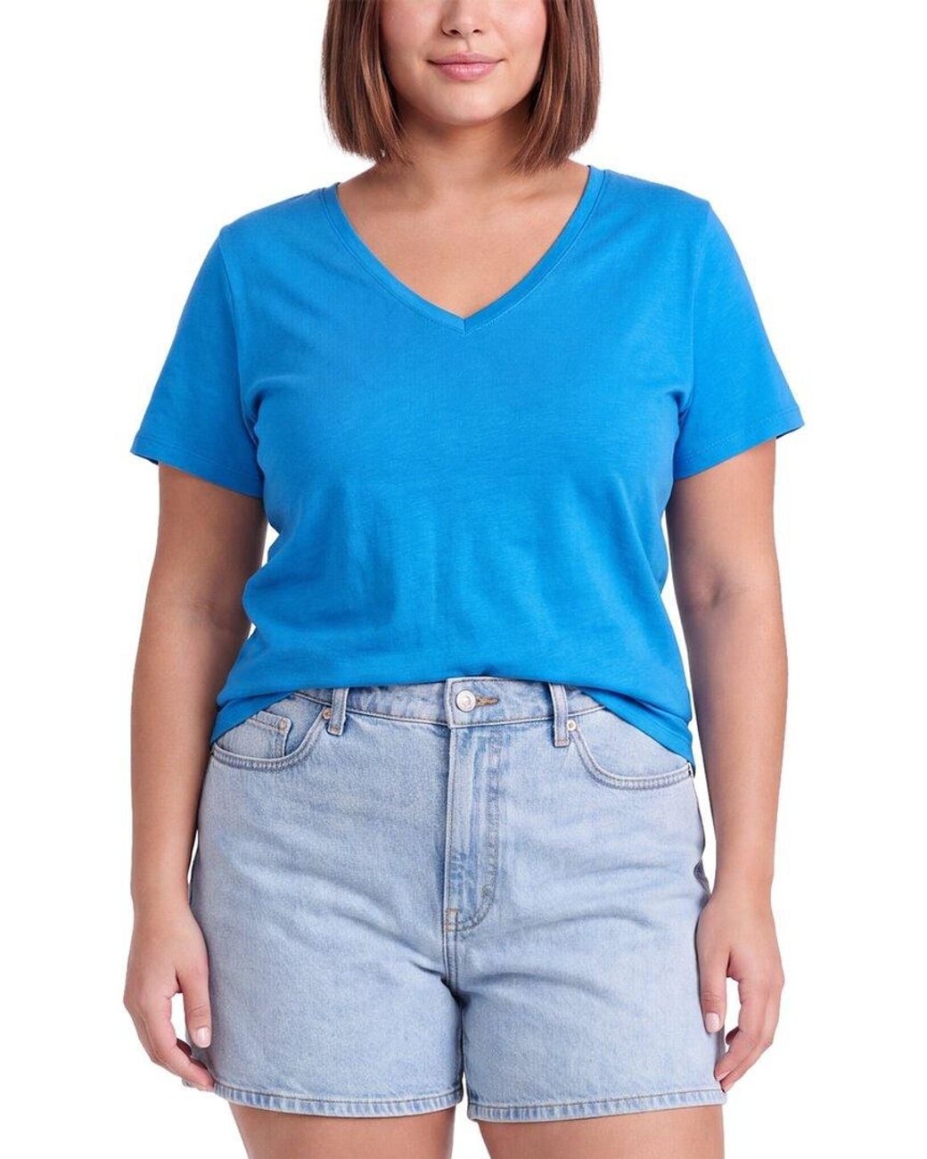 Eileen Fisher Blue Plus V-Neck T-Shirt