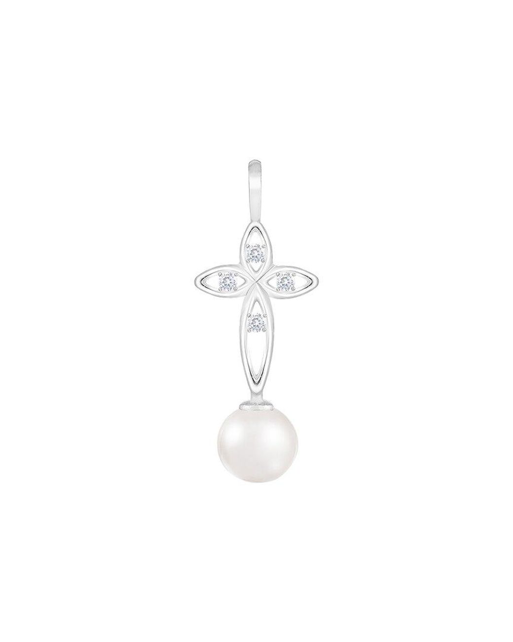 Splendid White 14K 0.06 Ct. Tw. Diamond & 6-6.5Mm Pearl Earrings
