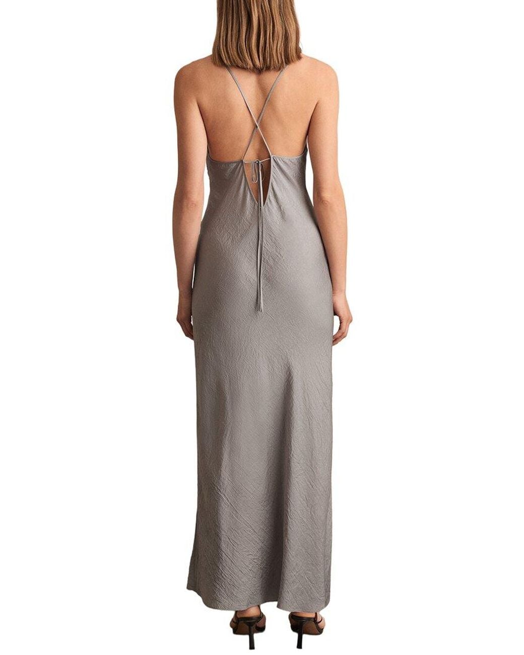 Reiss Brown Vesper Satin Midi Dress