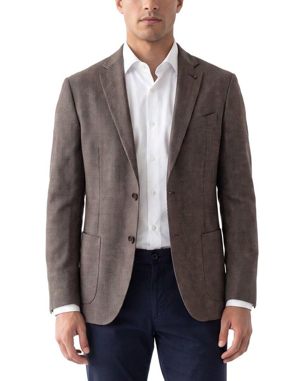 Corneliani Brown Cc Collection Hopsack Wool-Blend Blazer for men