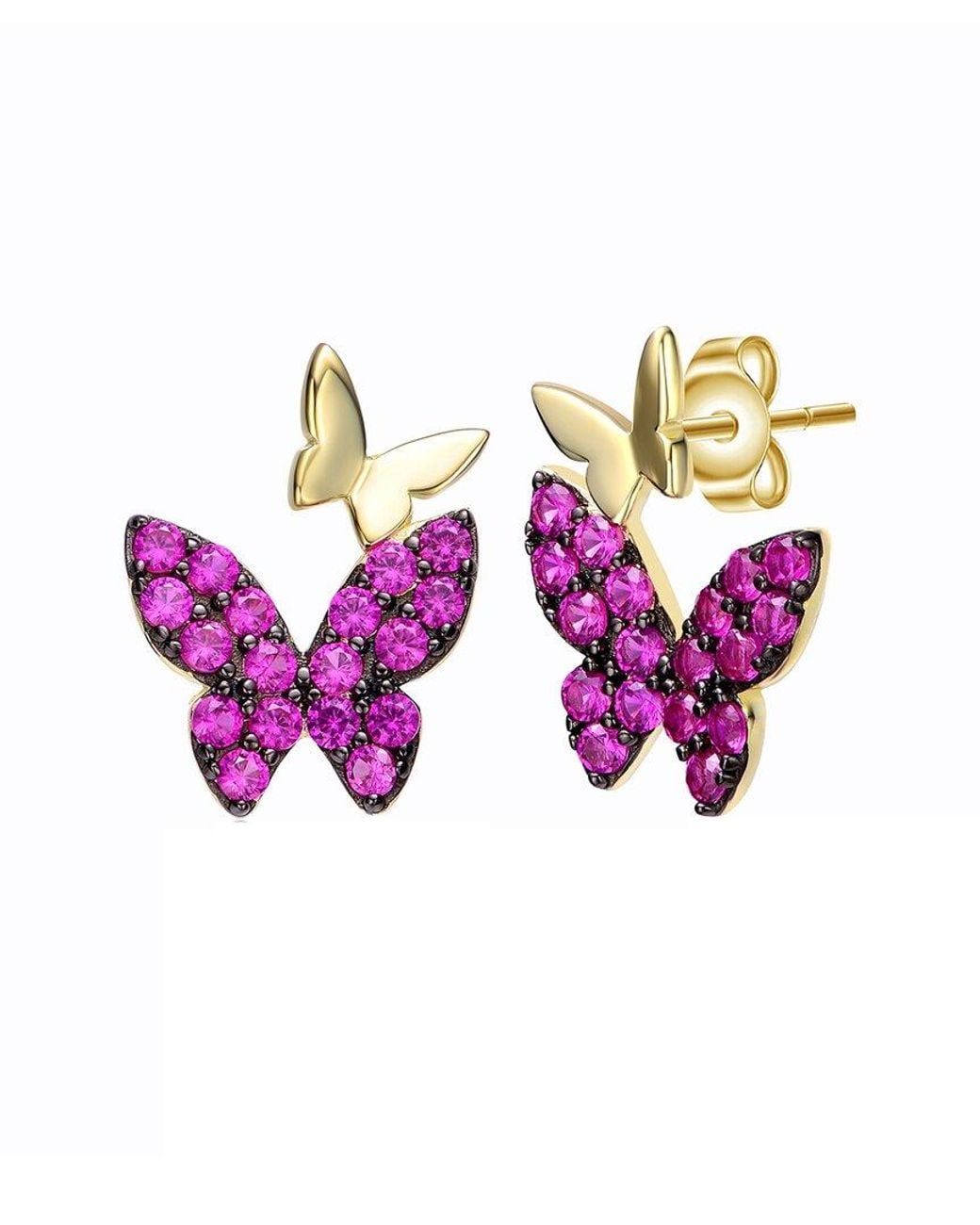 Genevive Jewelry Pink 14k Over Silver Butterfly Earrings