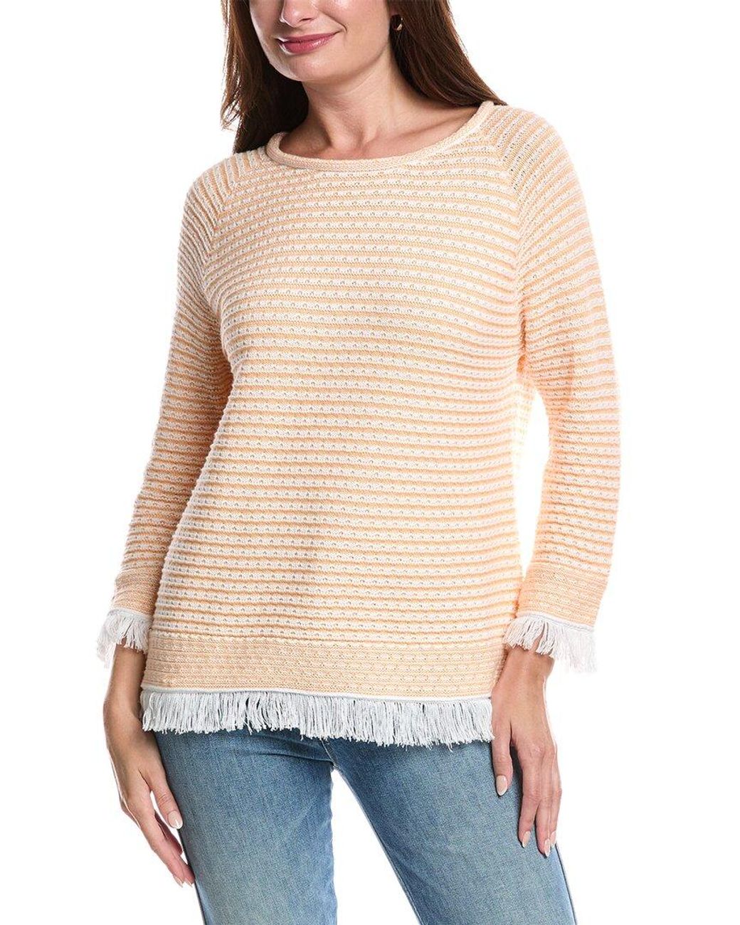 Forte Blue Textured Fringe Pullover