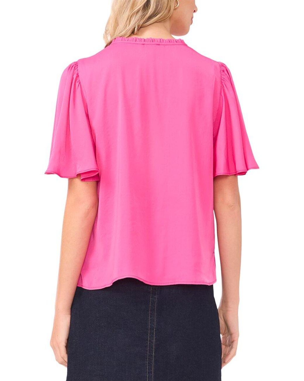 Vince Camuto Pink Tie Neck Princess Sleeve Blouse