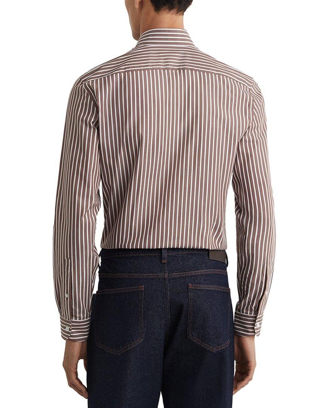 Reiss Blue Guyton Stripe Button D Formal Shirt for men