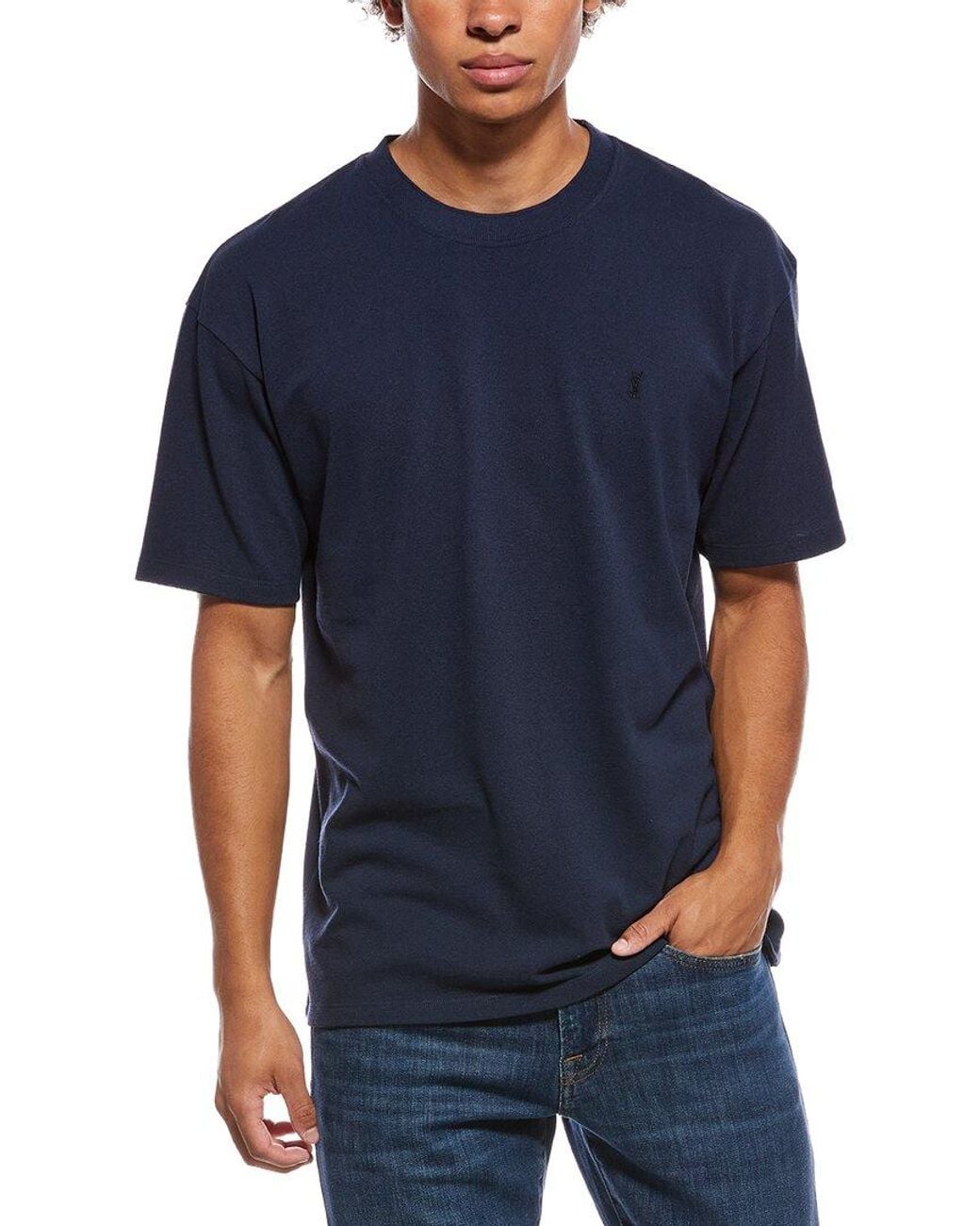 Saint Laurent Blue Cassandre Oversized T-Shirt for men
