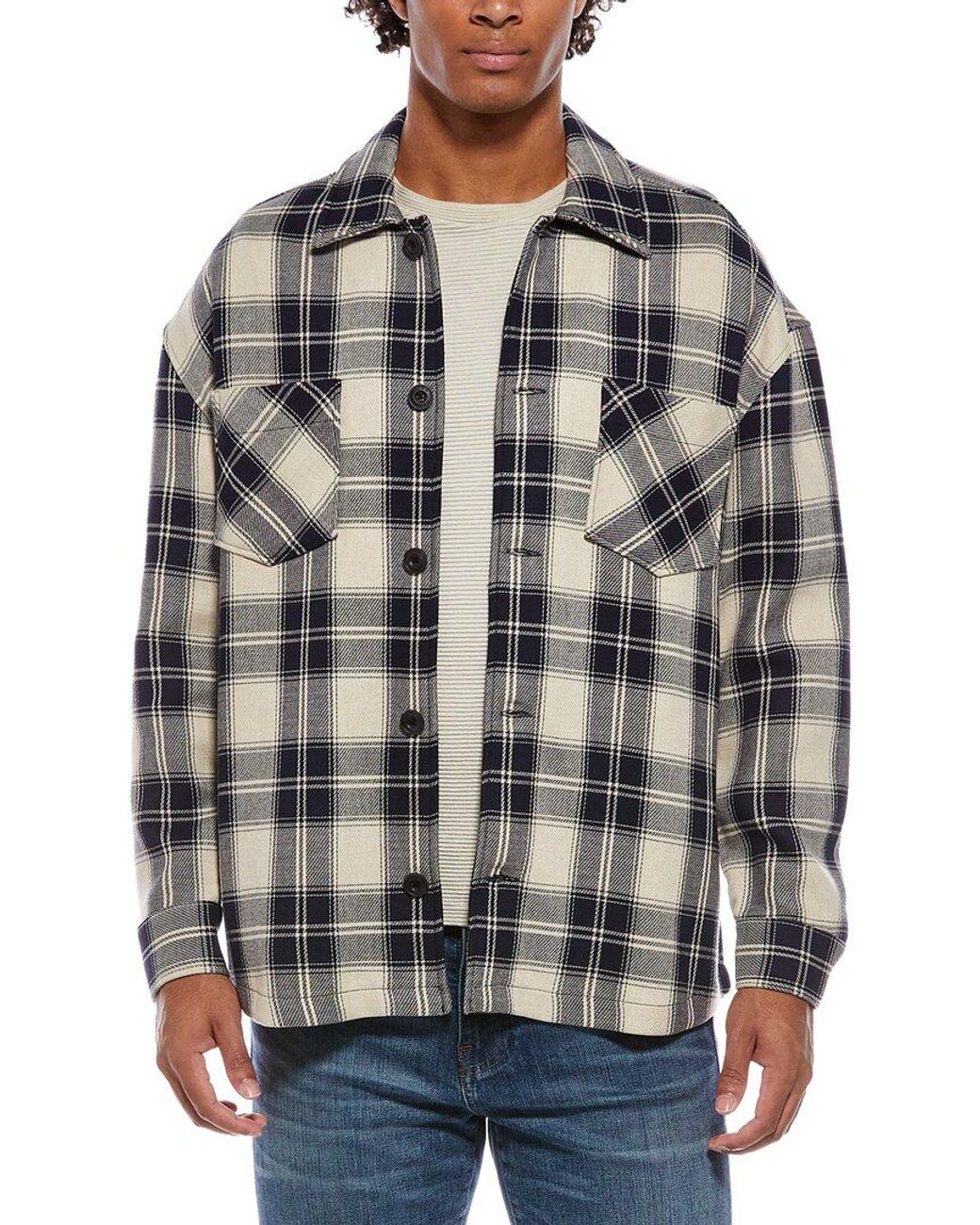 Reiss Gray Endurance Embroidered Wool-Blend Shirt for men