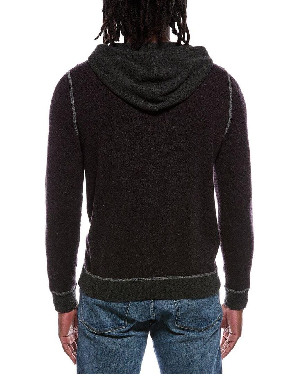 Autumn Cashmere Black Colorblock 100% Cashmere Hoodie for men