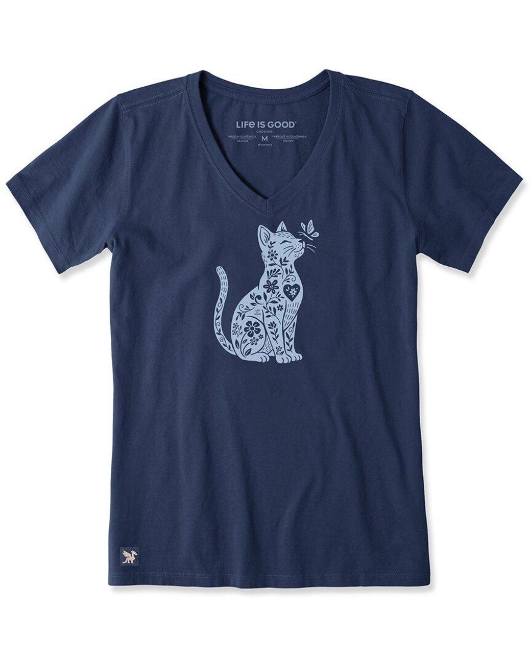Life Is Good. Blue Crusher V-Neck T-Shirt