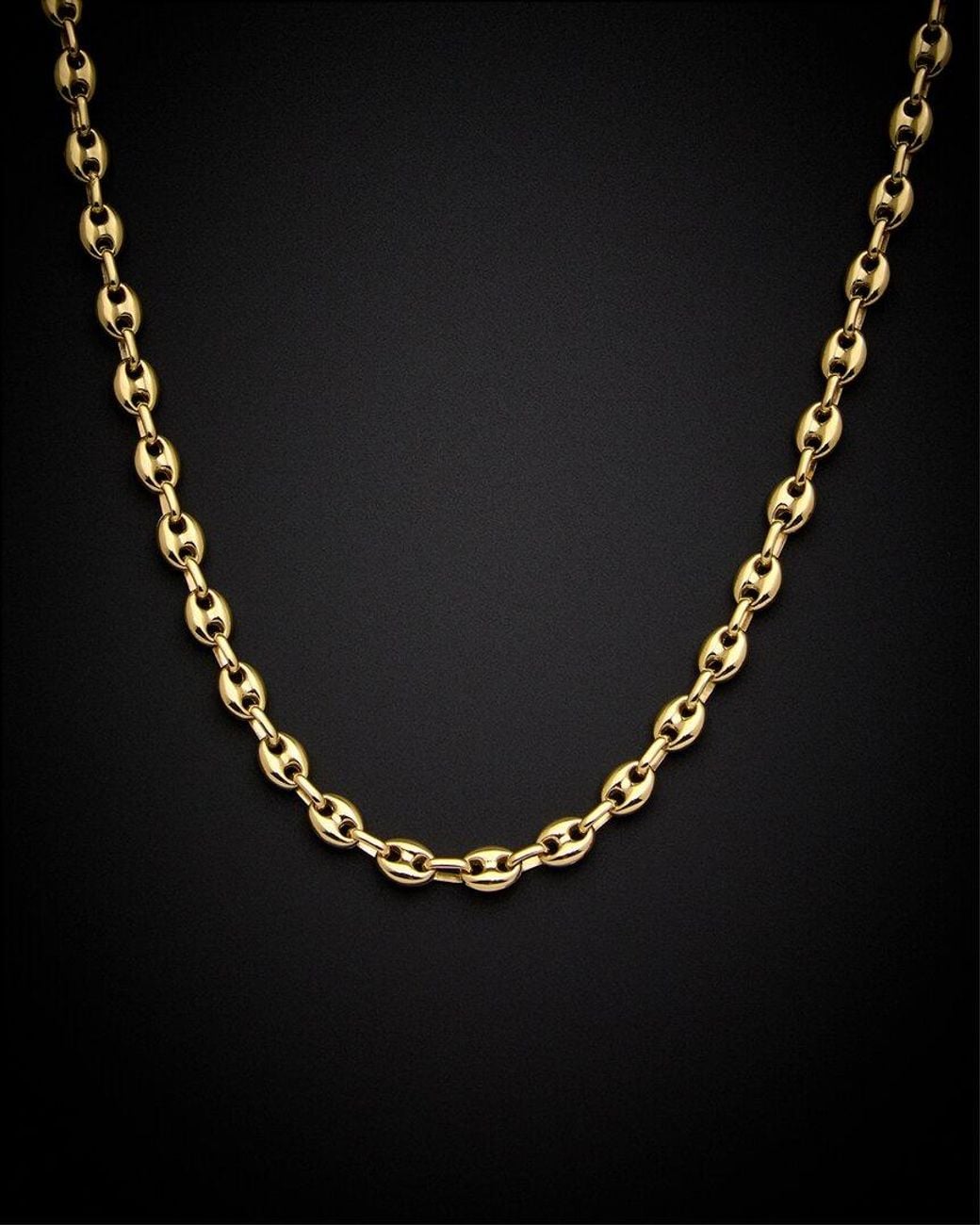 Italian Gold Black 14K Puffed Mariner Necklace