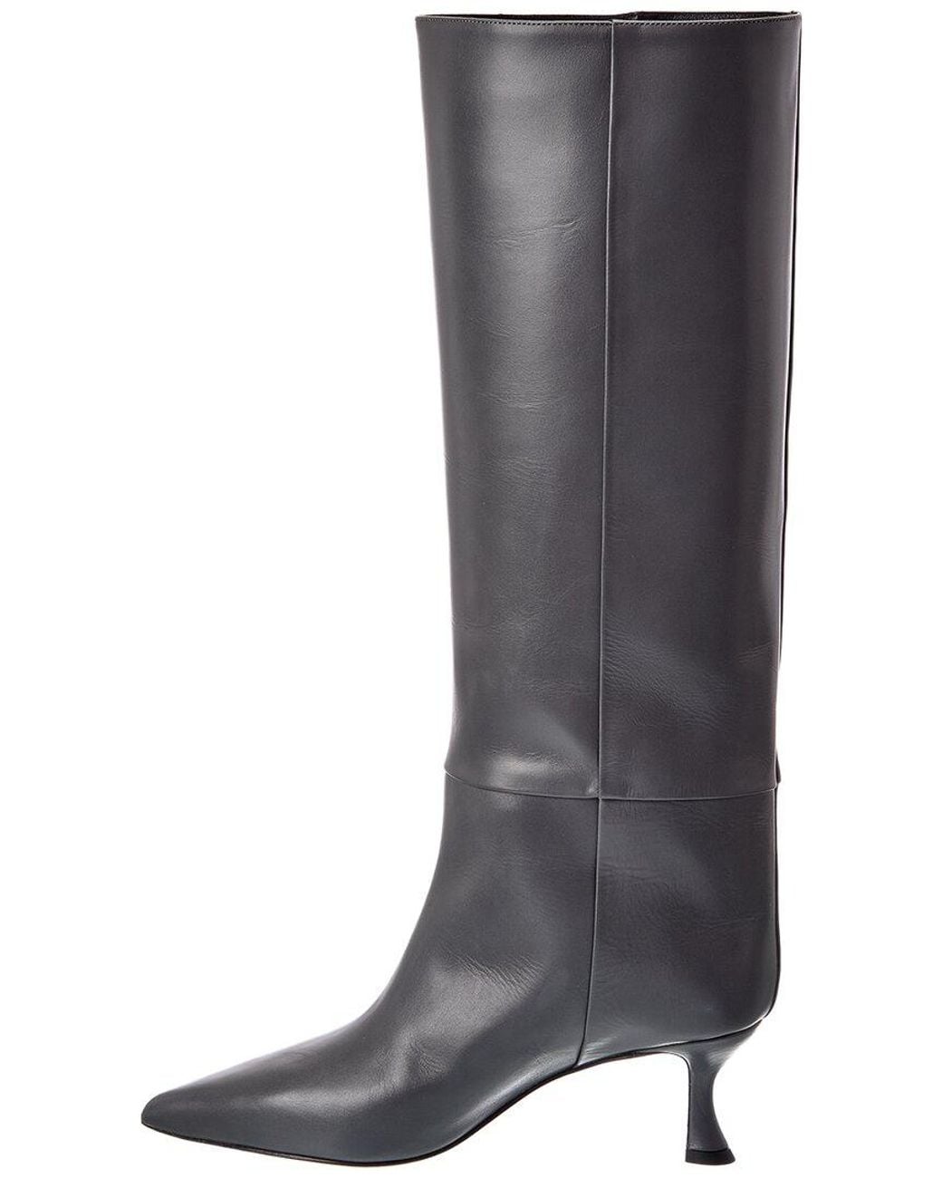 Alexandre Birman Gray Chloe 60 Leather Knee-High Boot