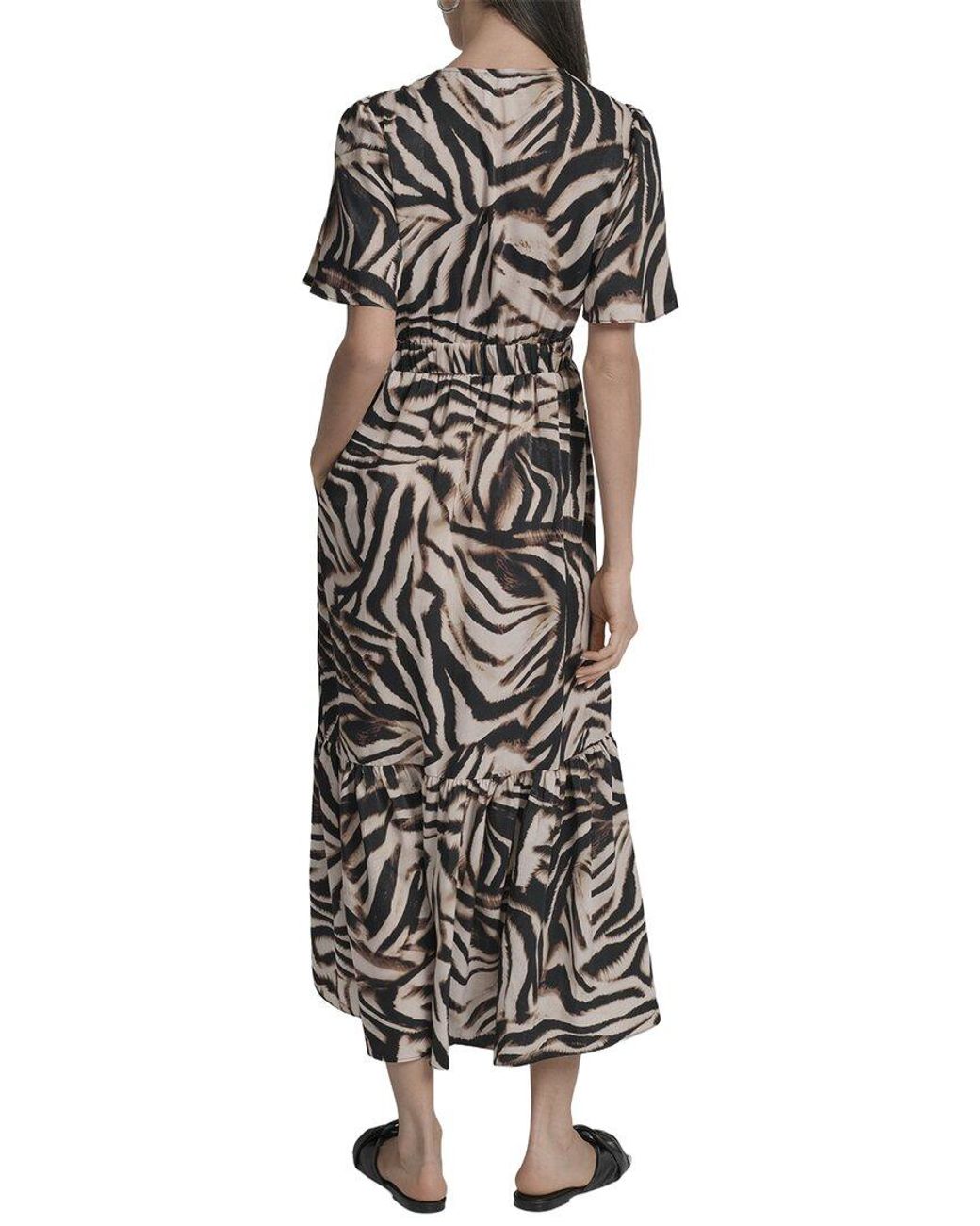 DKNY White V-Neck Maxi Dress