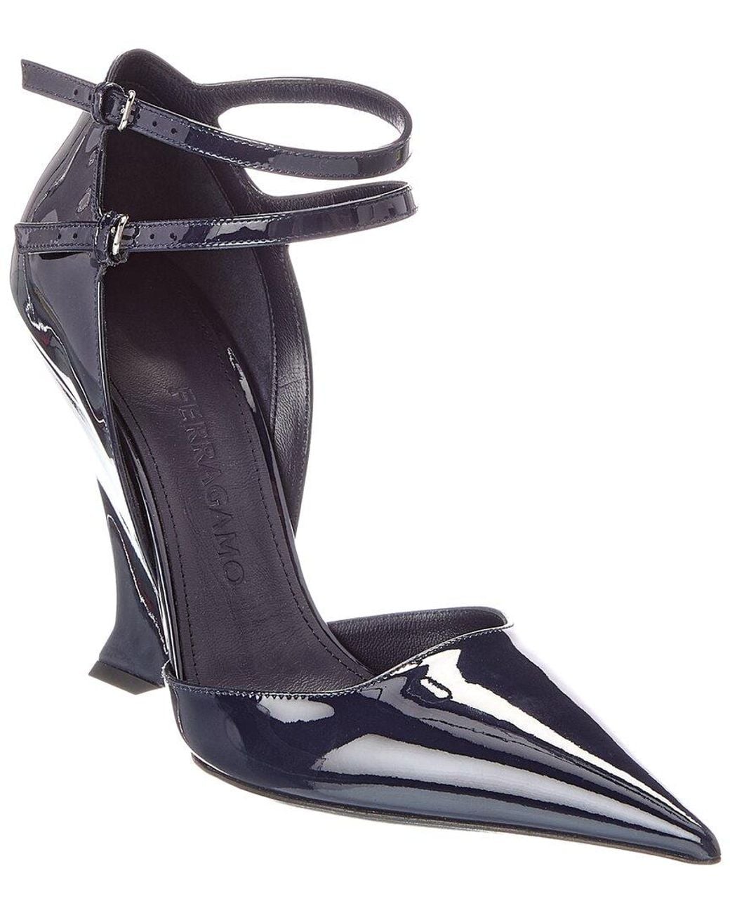 Ferragamo Blue Vidya Patent Pump