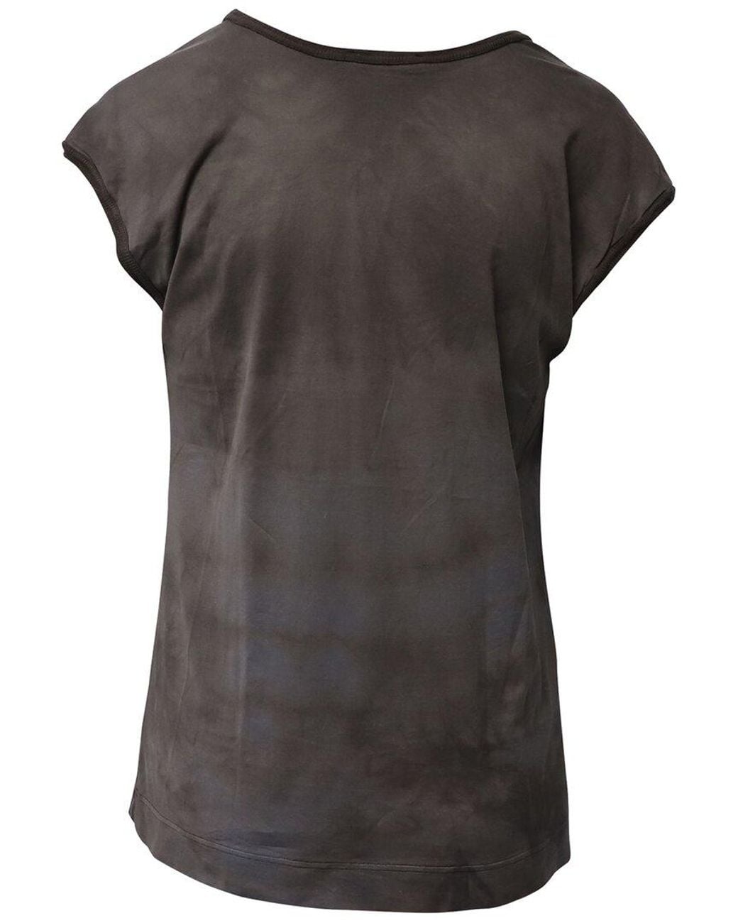 Chloé Gray Tie-Dye T-Shirt With Flower Embellishment, Size Int, (Authentic Pre- Loved)