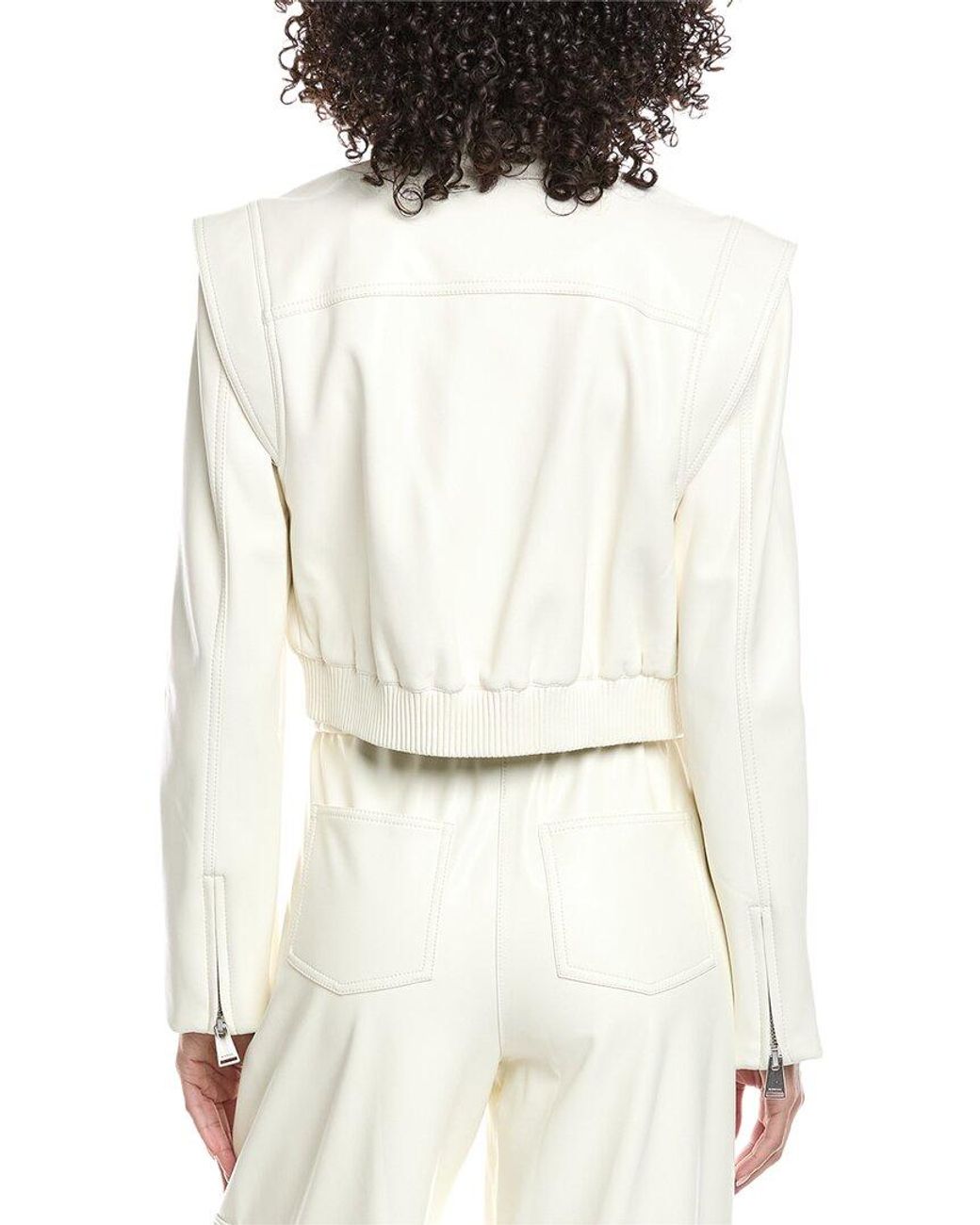 Jonathan Simkhai White Doreen Vegan Leather Bomber Jacket