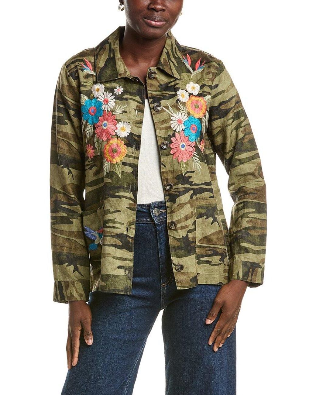Johnny Was Green Linen Chore Jacket