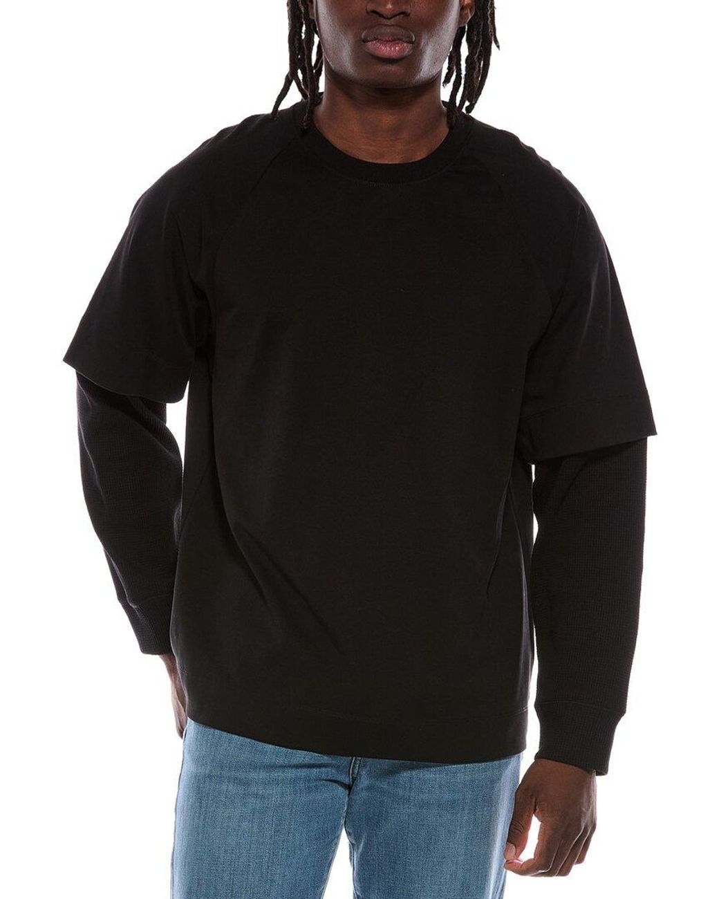 Helmut Lang Black Double Layer Waffle T-Shirt for men