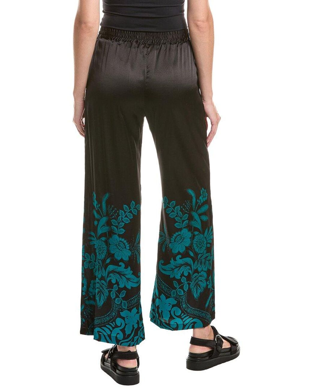 Johnny Was Green Yasmin Silk-Blend Pant