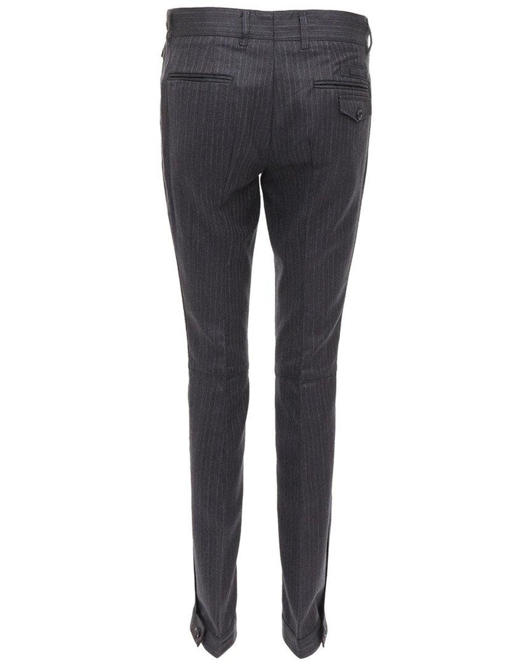 Prada Gray Wool Pinstripe Pleated Pant, Size It (Authentic Pre-Loved)