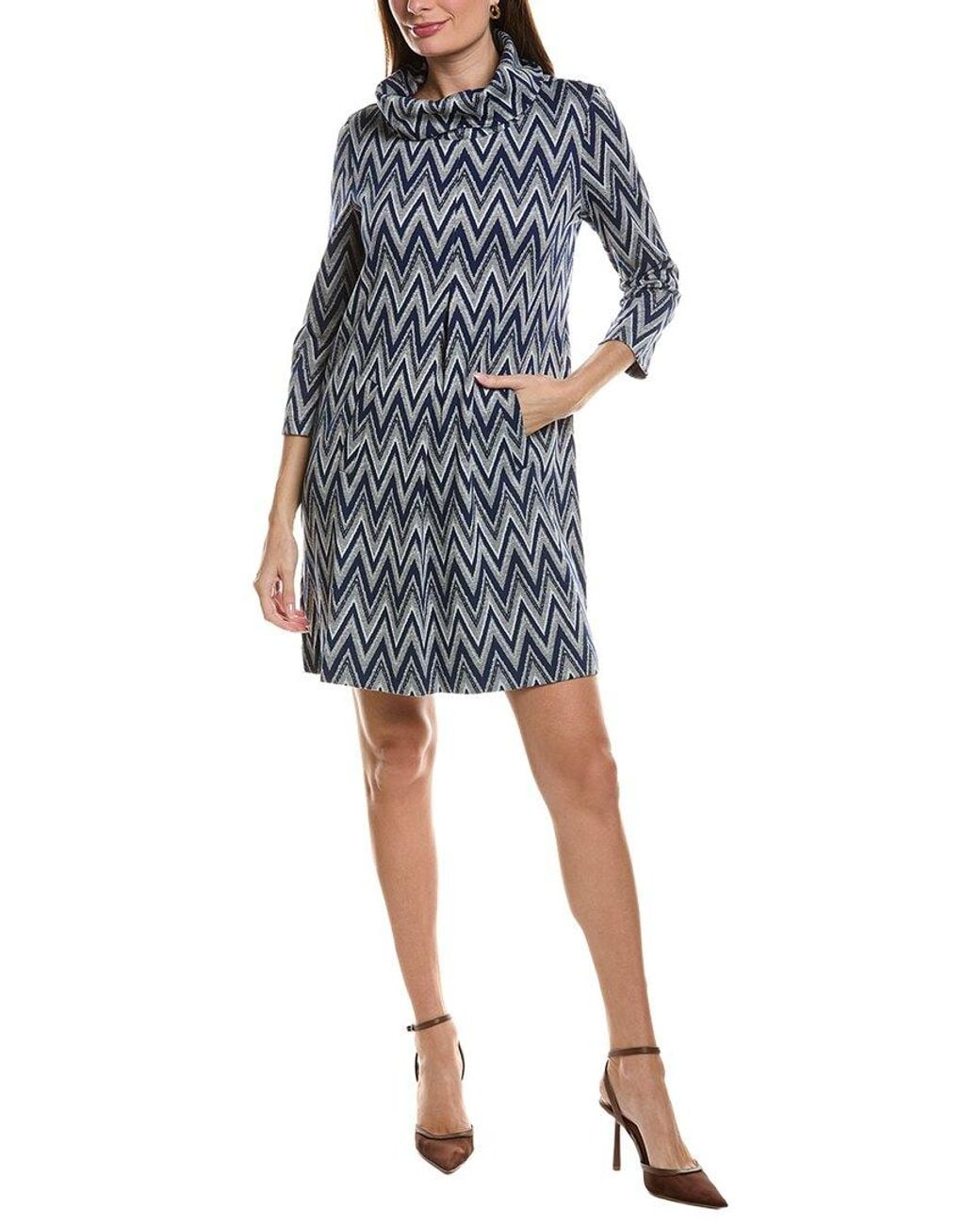 tyler boe Blue Kim Knit Crosshatch Dress