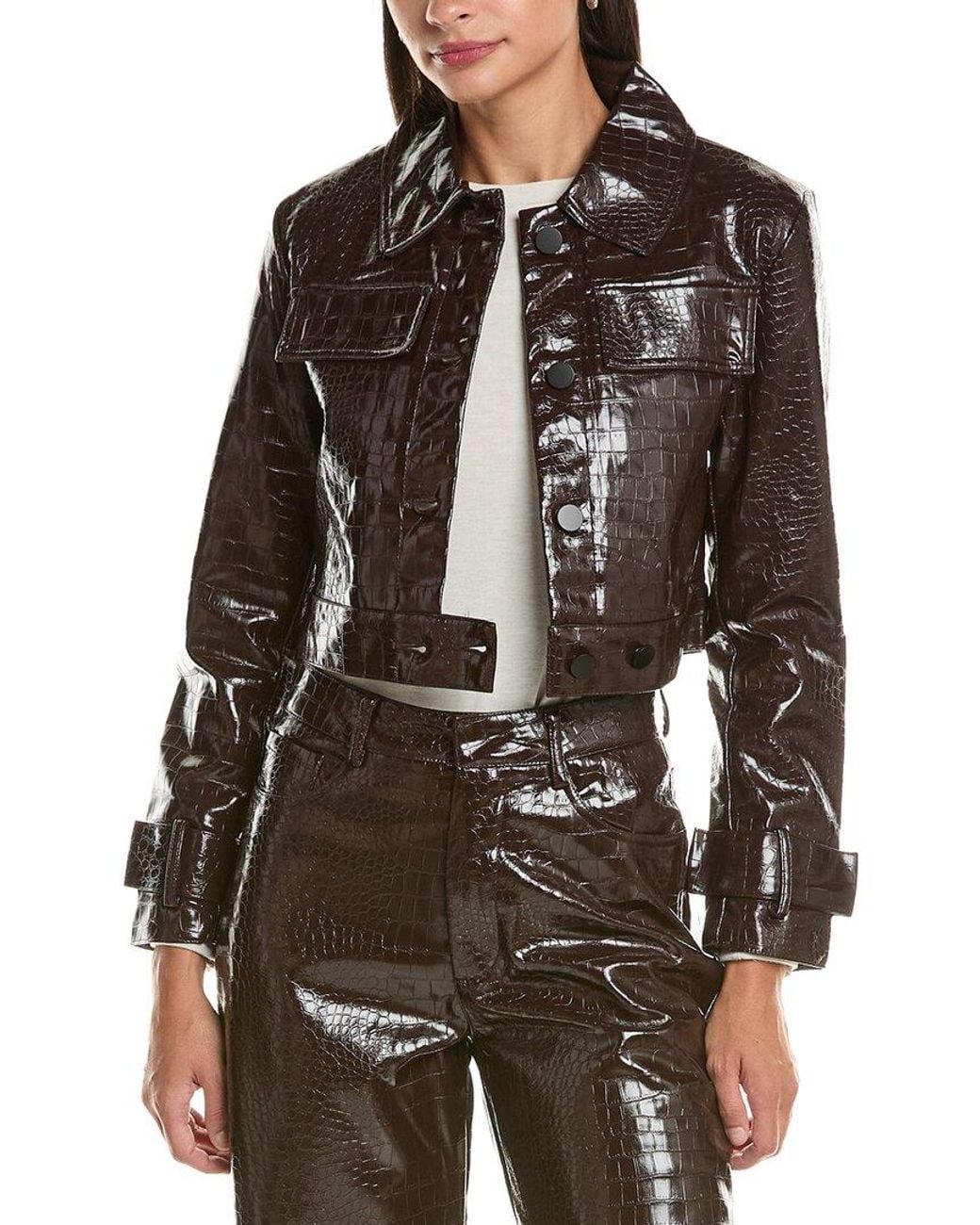 Current/Elliott Brown Faux Leather Animal Embossed Jacket