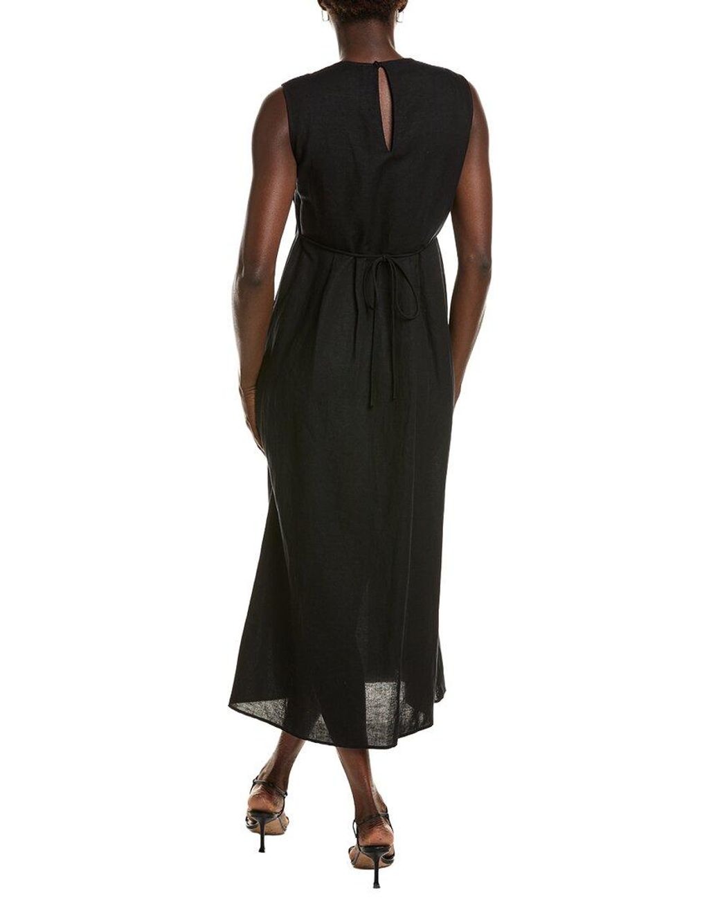 Emerson Fry Black Plait Linen-Blend Maxi Dress