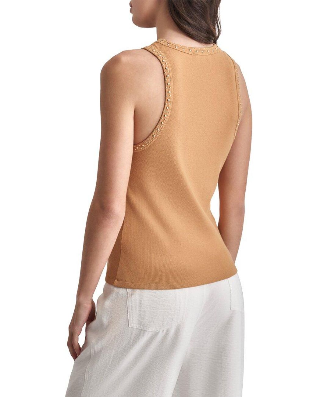 DKNY Gray 2X2 Rib Tank
