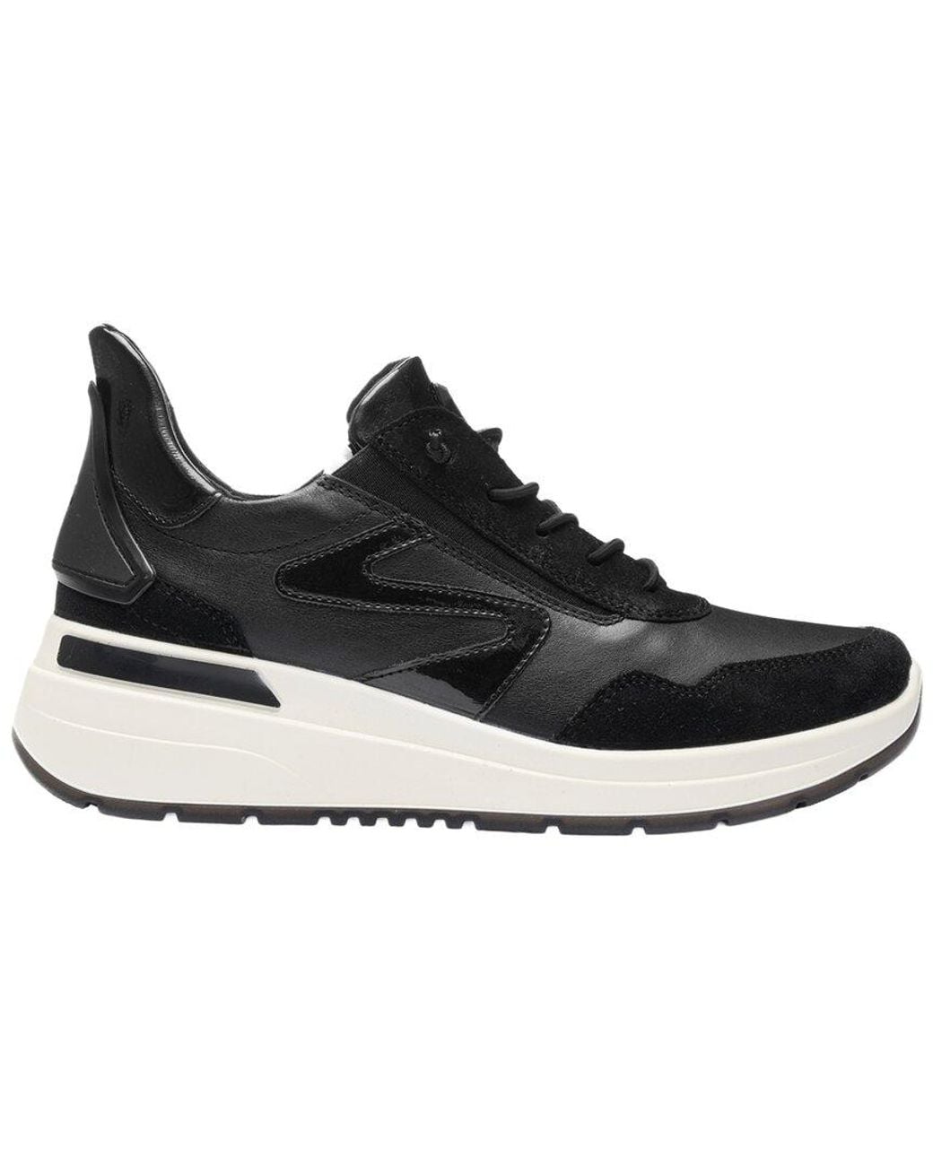 Ara Black Galicia Suede, Leather, & Patent Sneaker