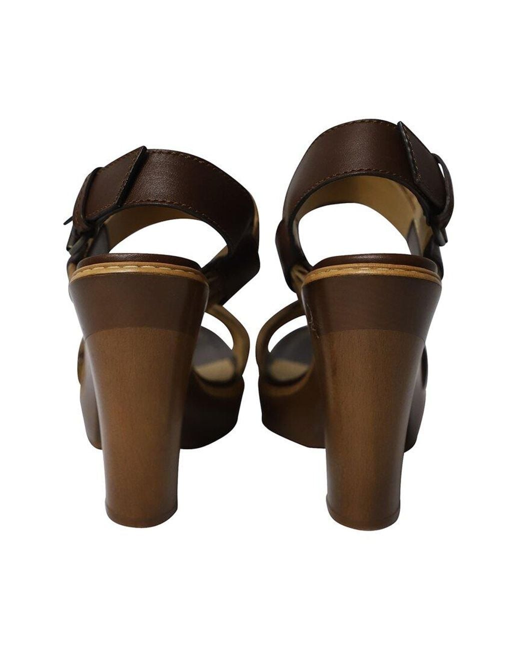 Lanvin Brown Leather Wooden Heel (authentic Pre-loved)