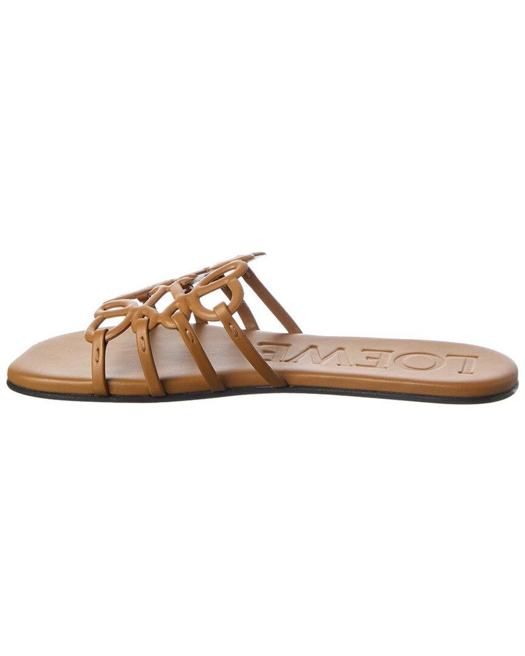 Loewe Brown Petal Anagram Leather Slide