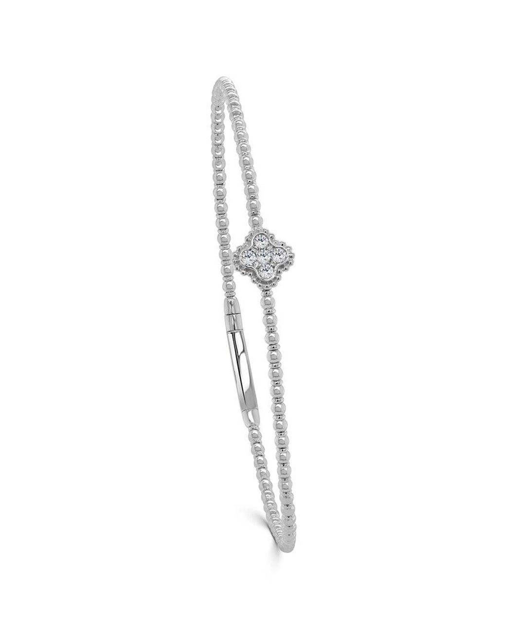 Sabrina Designs White 14k 0.17 Ct. Tw. Diamond Clover Flex Bangle Bracelet