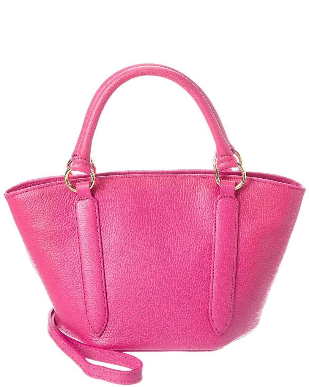Italian Leather Pink Top Handle Tote