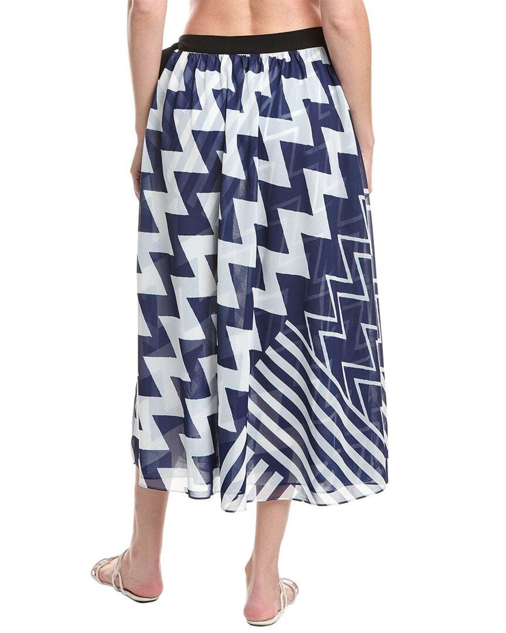 MILLY Blue Patchwork Chevron Skirt