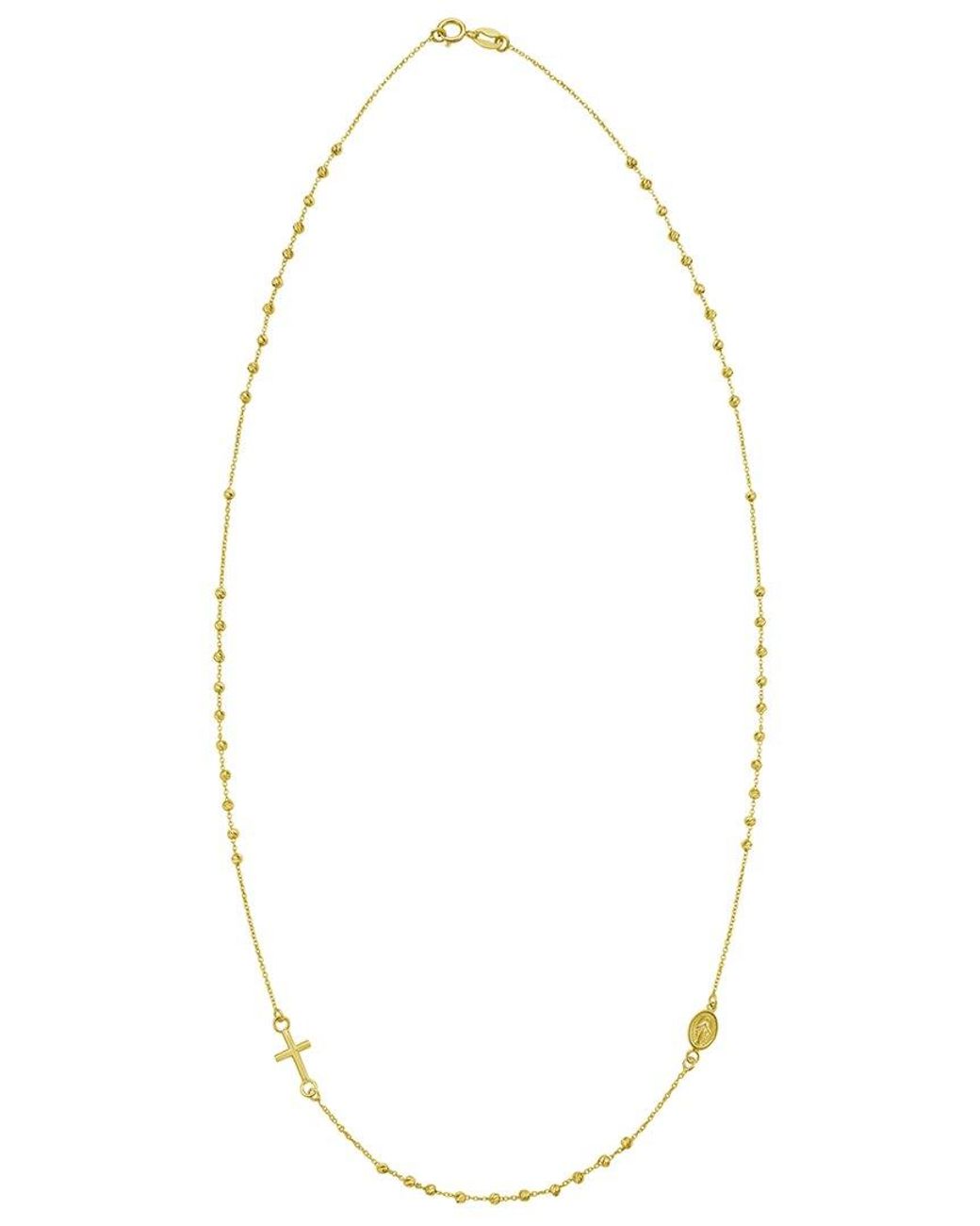 Italian Gold White 14K Rosary Necklace