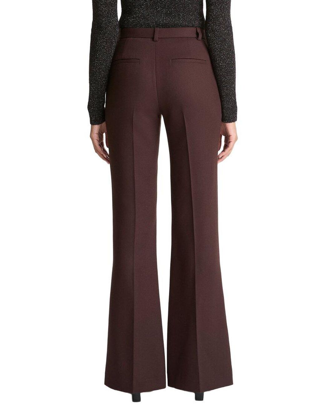 Vince Brown Mid Rise Wool-Blend Flare Trouser