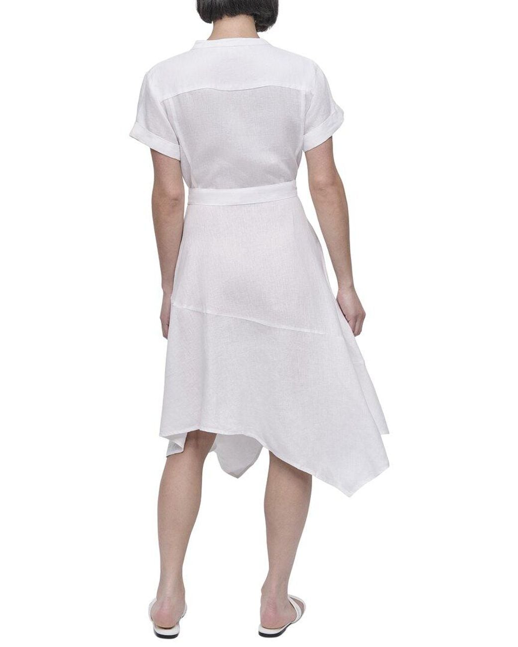 DKNY Gray Linen Wrap Dress
