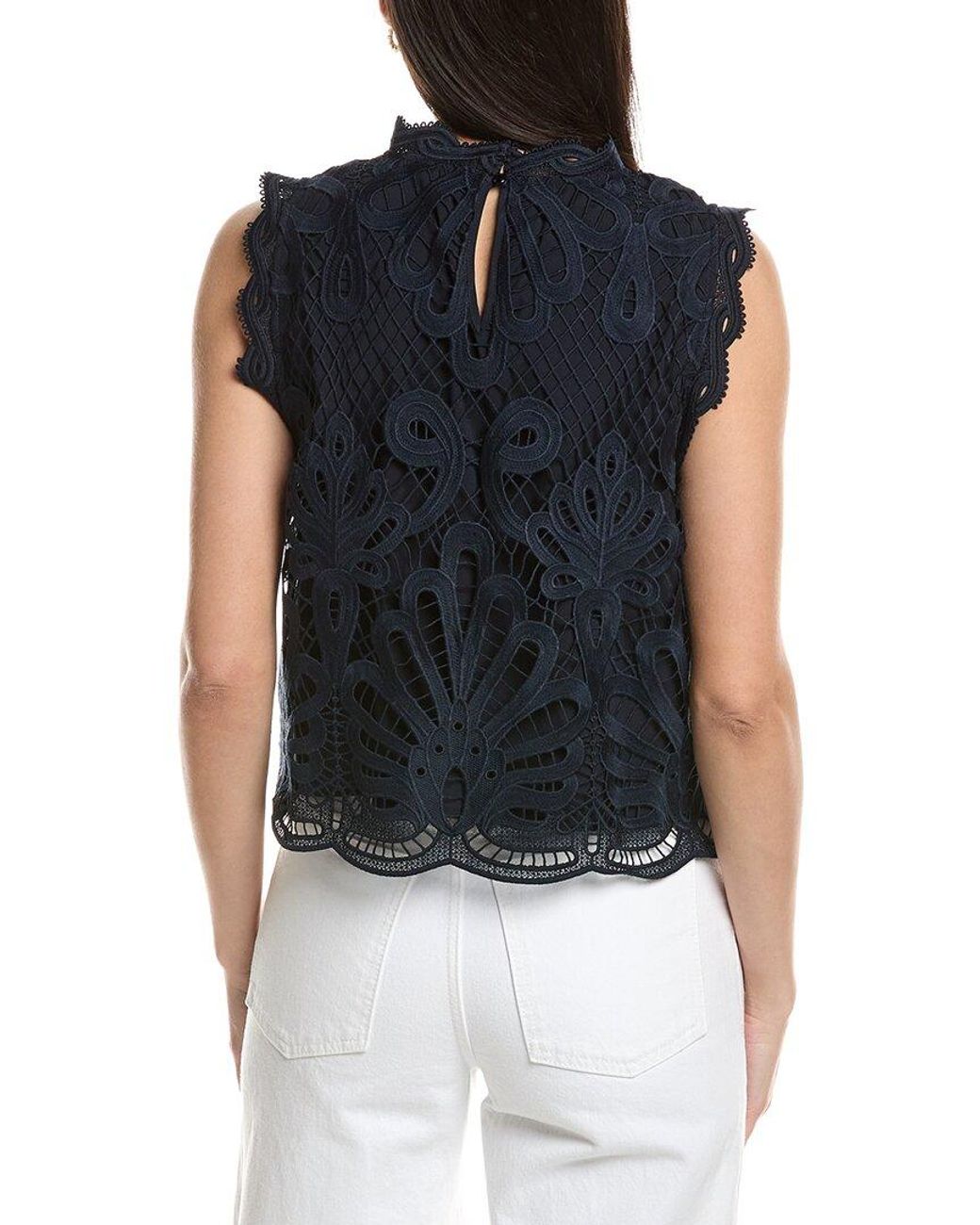 NVLT Blue Sleeveless Lace Top