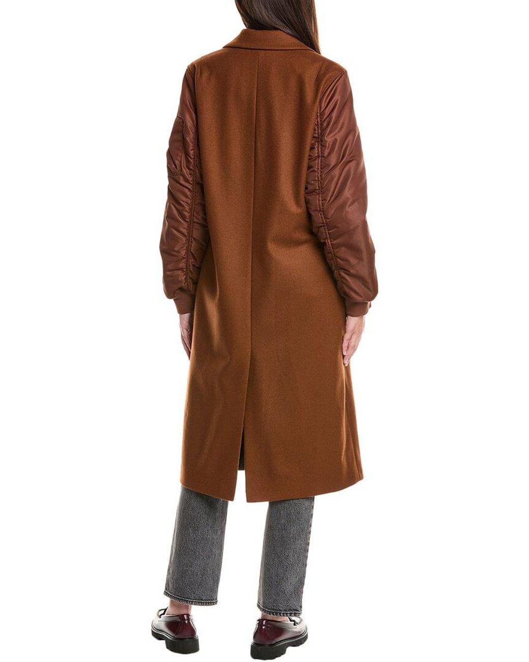 AllSaints Brown Paulah Wool & Cashmere-Blend Coat