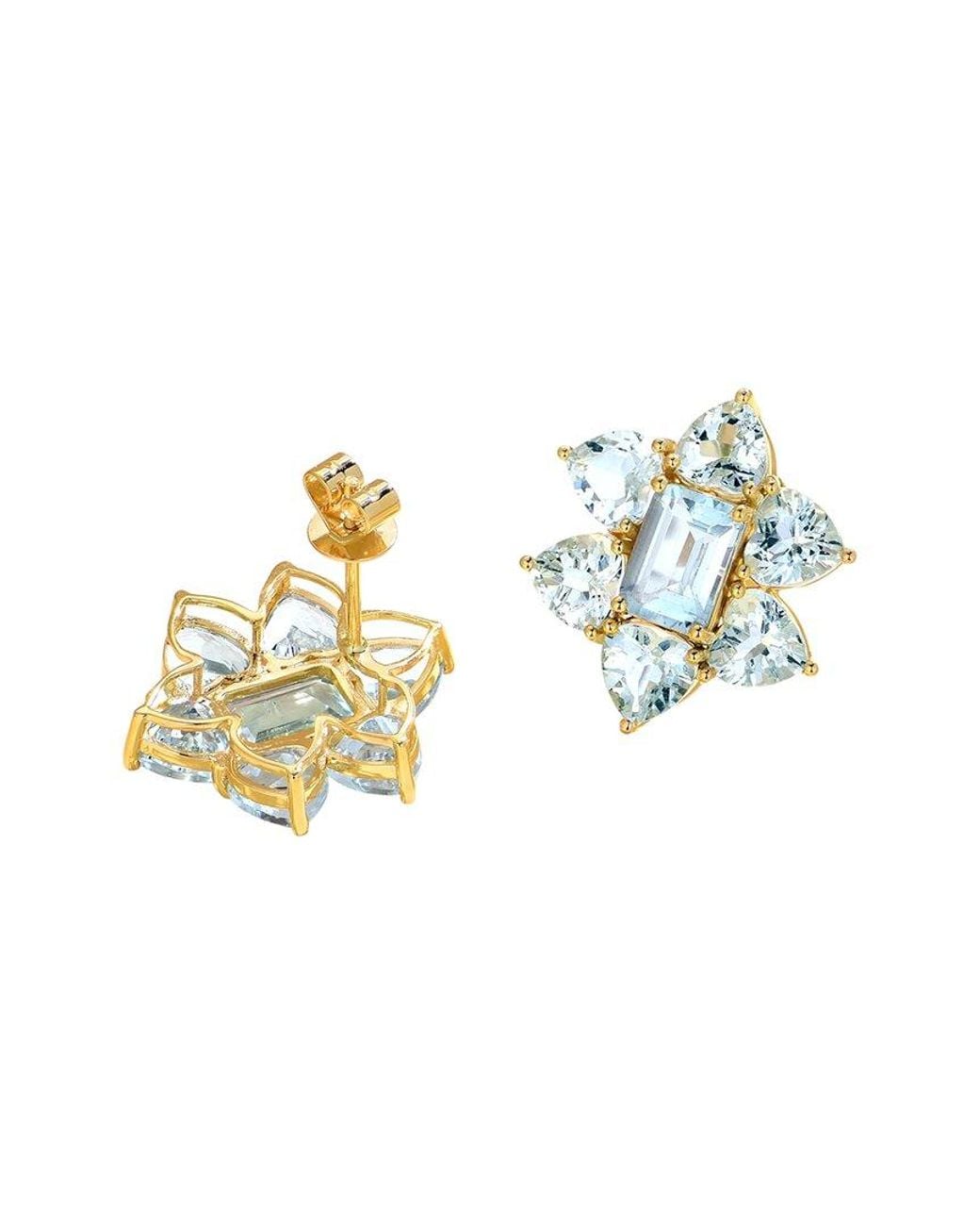 Nina Zhou Jewelry Blue 14K 7.20 Ct. Tw. Aquamarine Cluster Earrings
