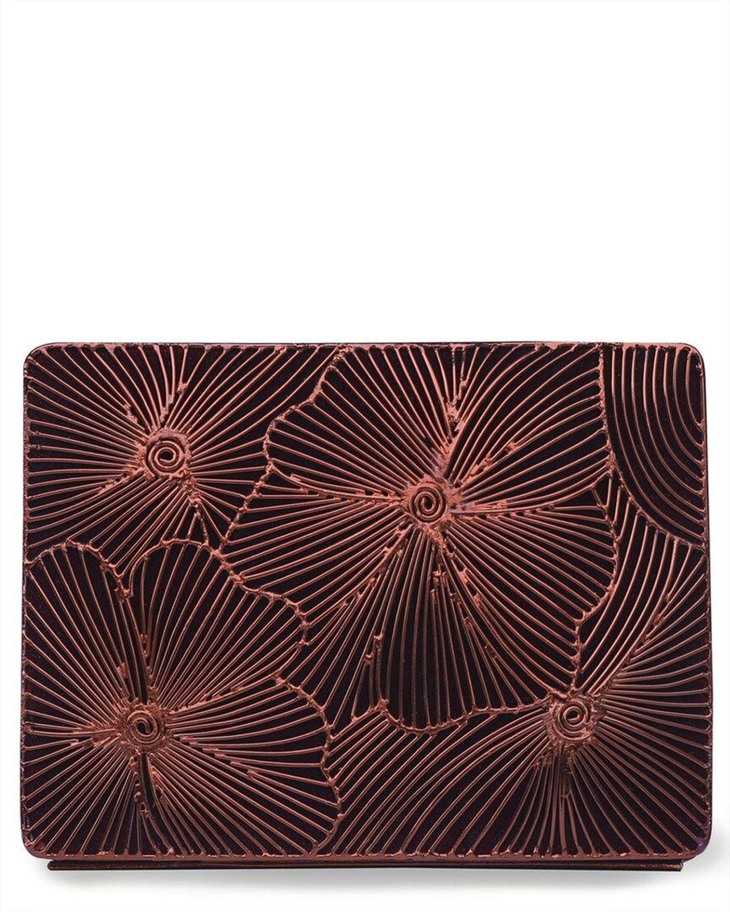 TIRAMISU Purple Floral Motif Minaudiere Box Clutch