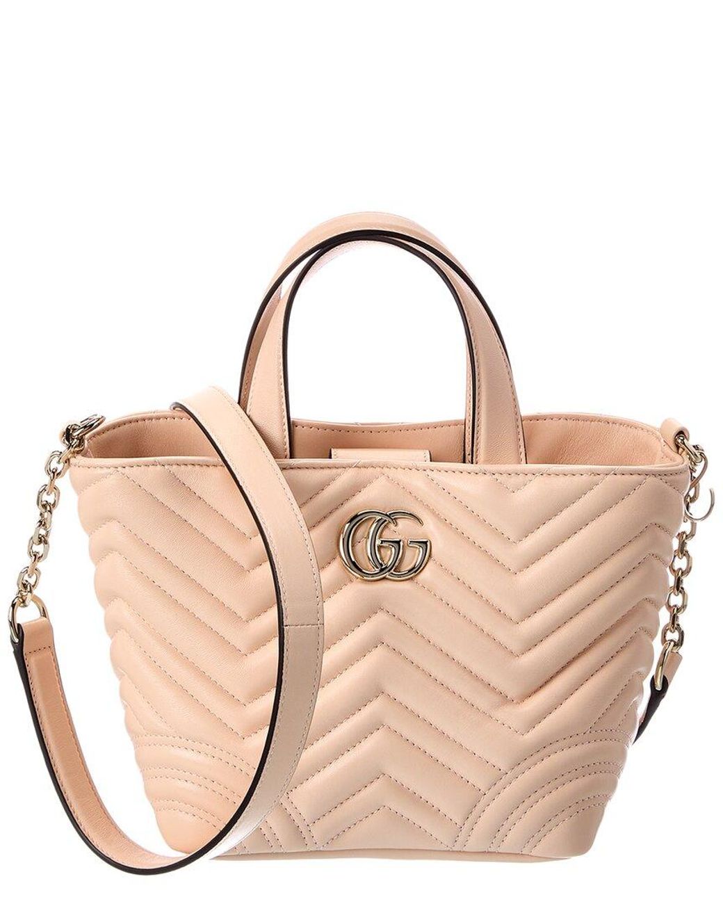 Gucci Natural Gg Marmont Mini Leather Tote