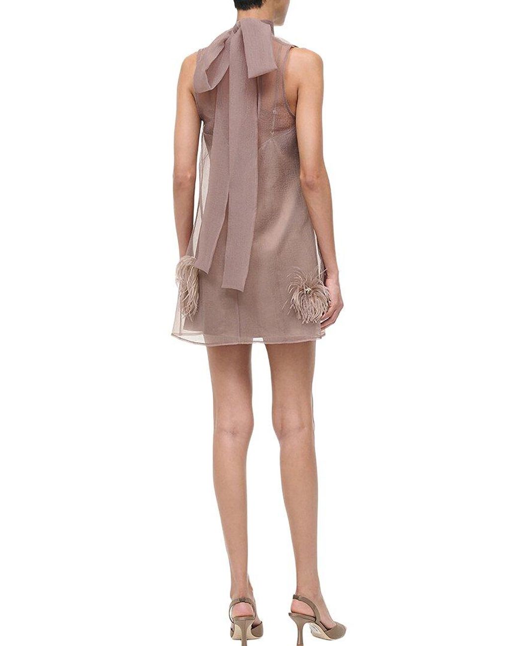 Ariele Tesoro Brown Embellished Mini Dress