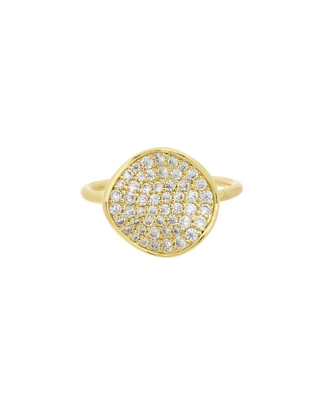 Rachel Glauber Metallic 14K Plated Cz Cocktail Ring