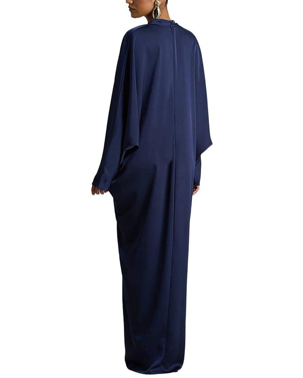 AMINA GLAM Blue Long Sleeve Maxi Dress