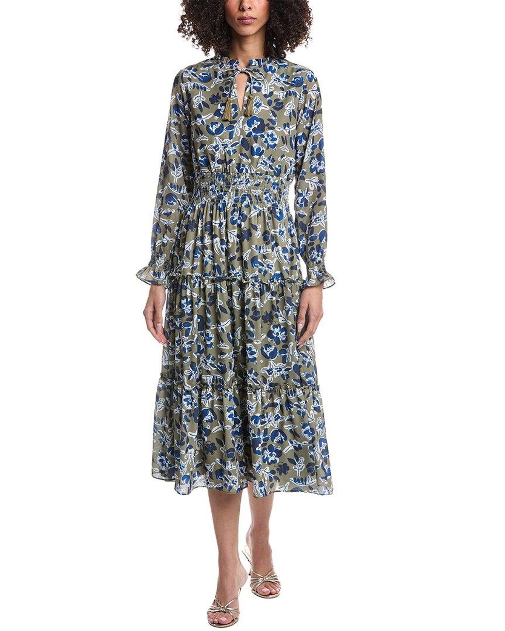 Sail To Sable Blue Smocked Waist Midi Dress