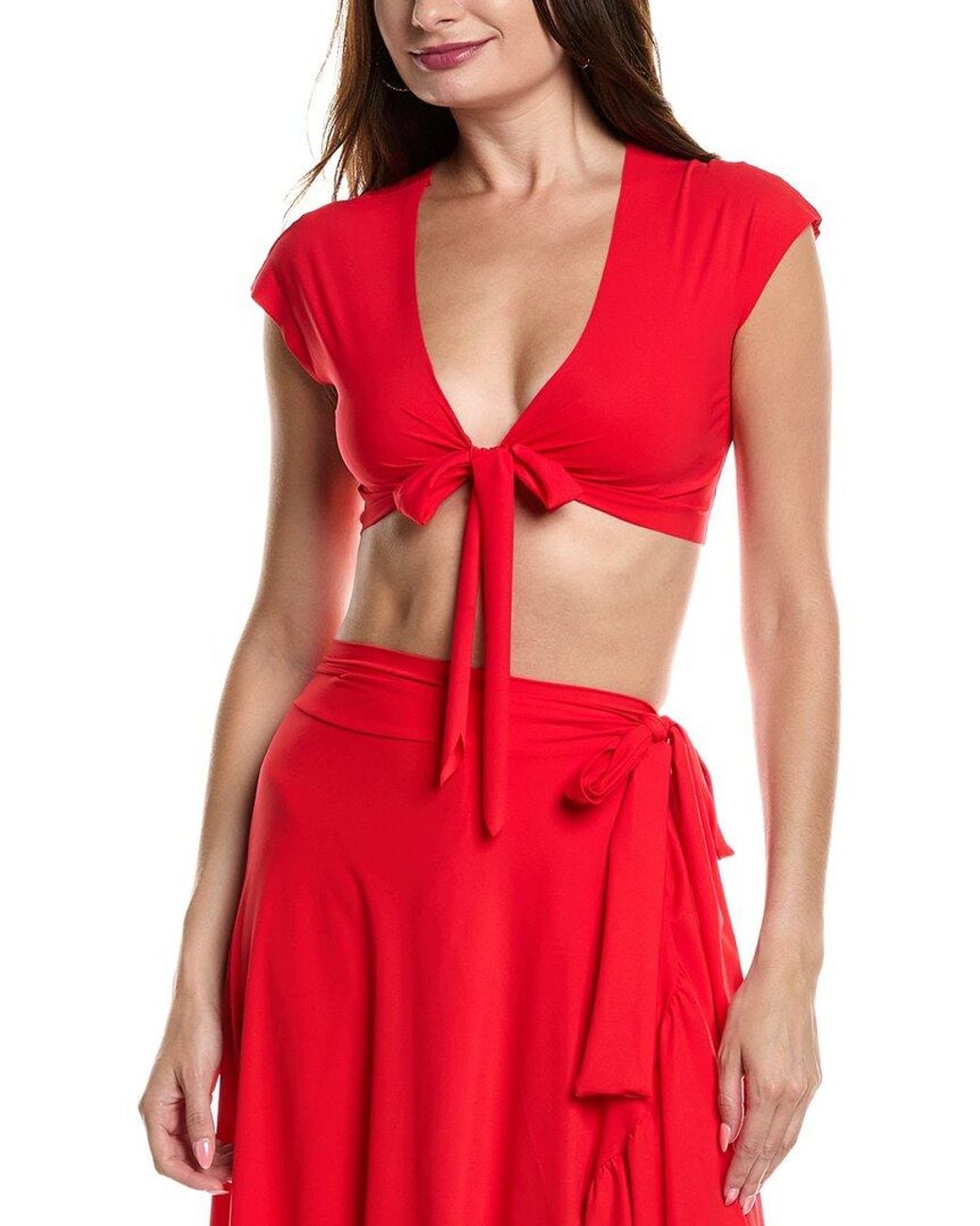 Commando Red Classic Wrap Cover-Up Crop Top