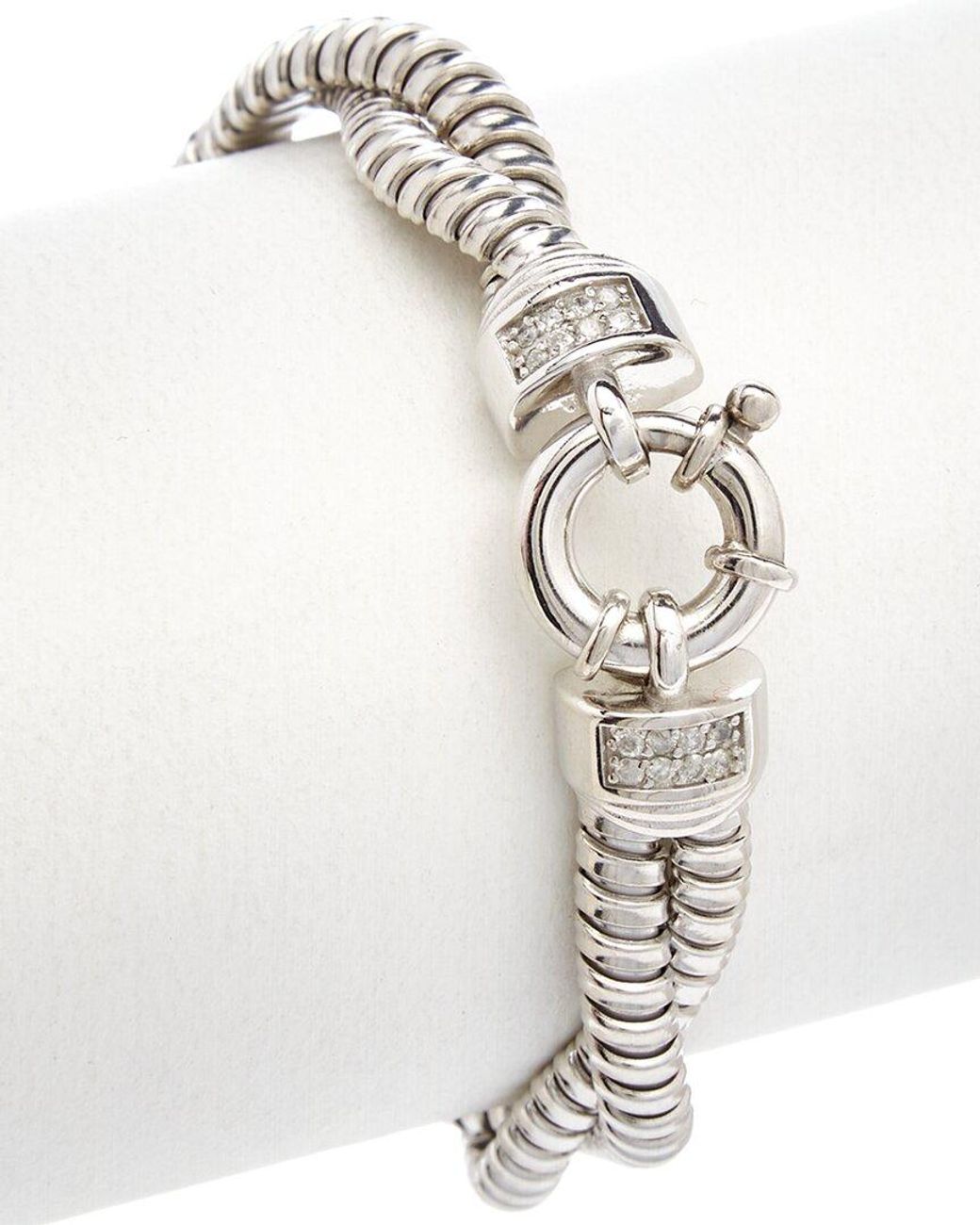 Meshmerise White 18k Over Silver 0.16 Ct. Tw. Diamond Bracelet