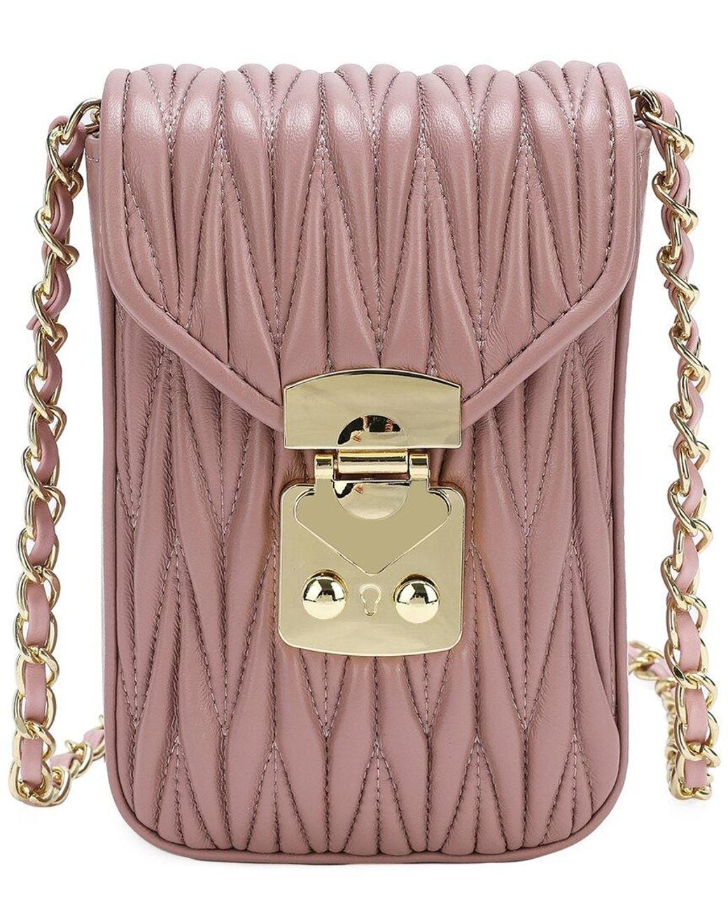 Tiffany & Fred Paris Pink Quilted Leather Phone Bag