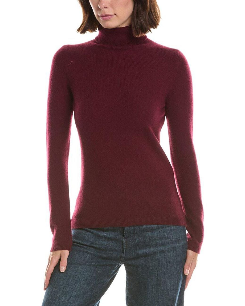 Forte Red Basic Turtleneck 100% Cashmere Pullover